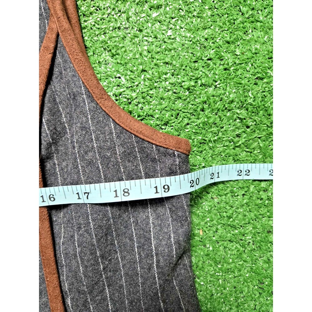 Tasha Polizzi Pinstripe Vest Western Equestrian Full Zip Brown Trim - Women's L - Picture 8 of 11